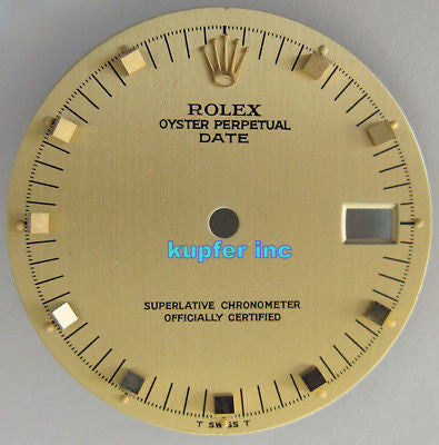 Rolex Ladies Date Dial - Champagne with Gold Brick Markers - Kupfer Jewelry