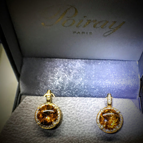 POIRAY of Paris "Golden Dreams" Diamonds & Citrine Earrings