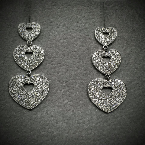 POIRAY of Paris "Hearts" Diamond dangling Earrings