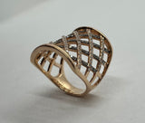 "Basketweave" Rose gold ring with diamonds by Kupfer Design